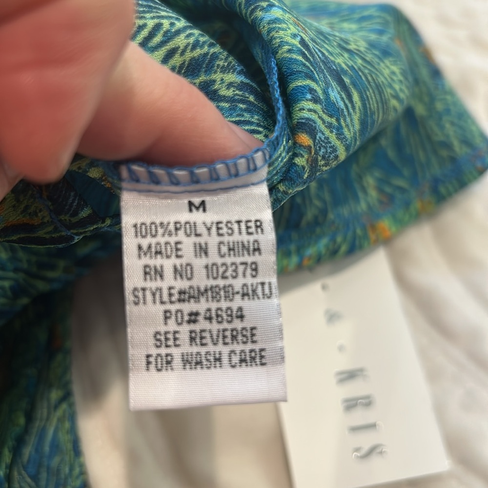 Peacock Feather Print Silky Sundress-sz M-NWT - Picture 12 of 13